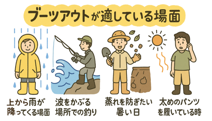 ブーツアウトが適している場面：図