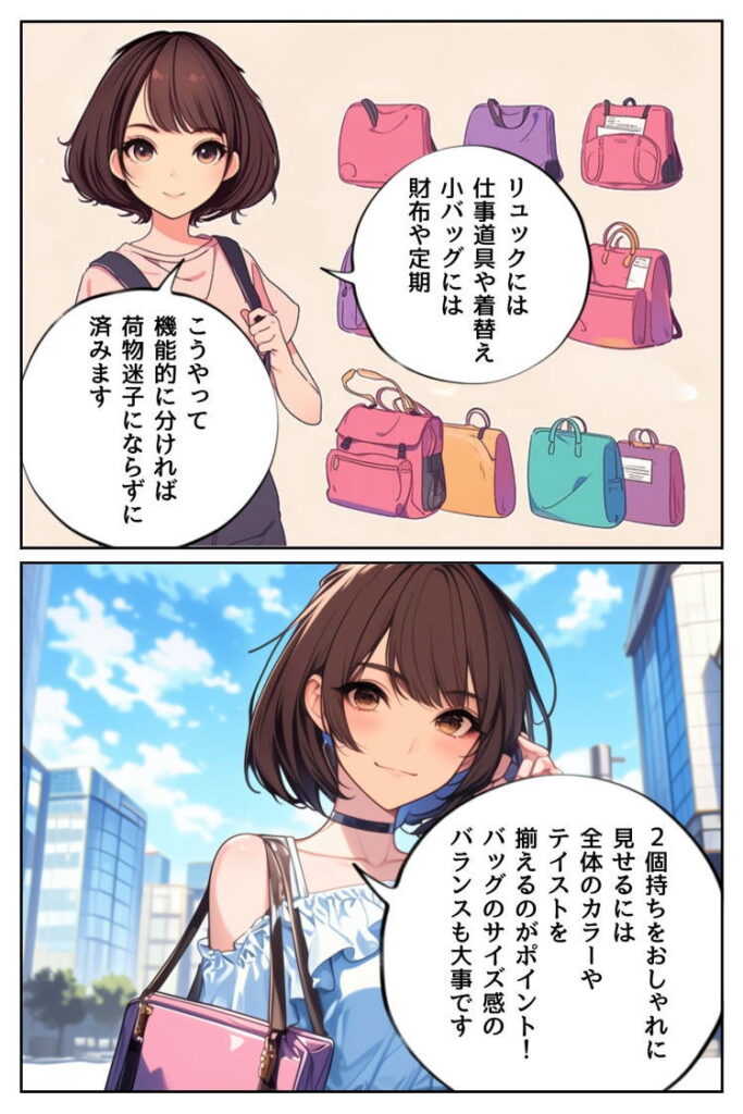 リュックとバッグの2個持ちをおしゃれに見せるコツ