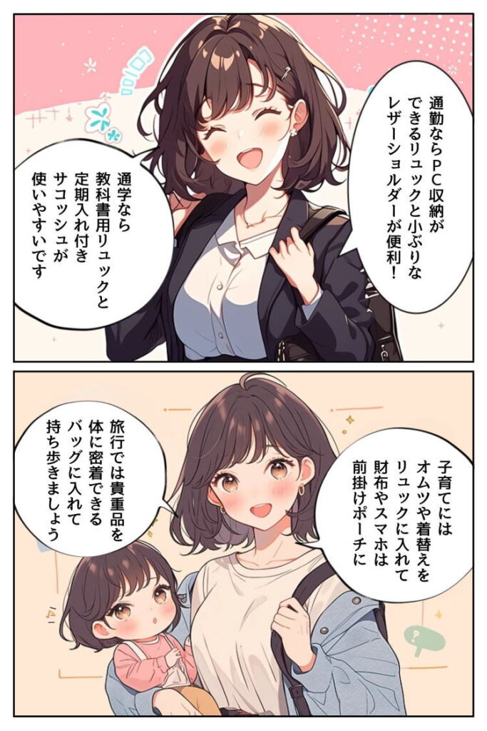 シーン別おすすめバッグの組み合わせ