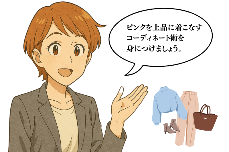 ピンクを上品に見せるコーデ術