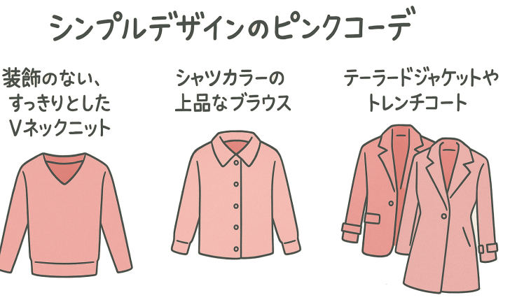 シンプルデザインのピンクコーデ